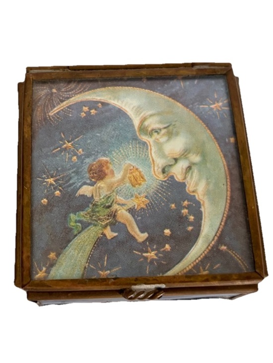 Other - Vintage Celestial Themed Handcrafted Via Vermont Glass and Brass Trinket Box